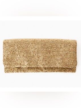 TIANA FOLD OVER Gold Beaded CLUTCH